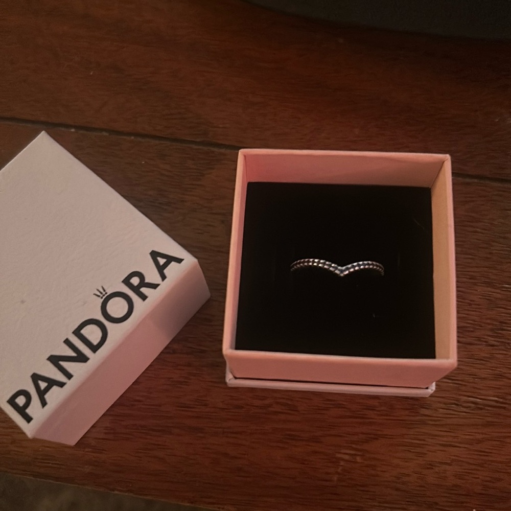 Pandora Blue Herringbone Ring Size 7